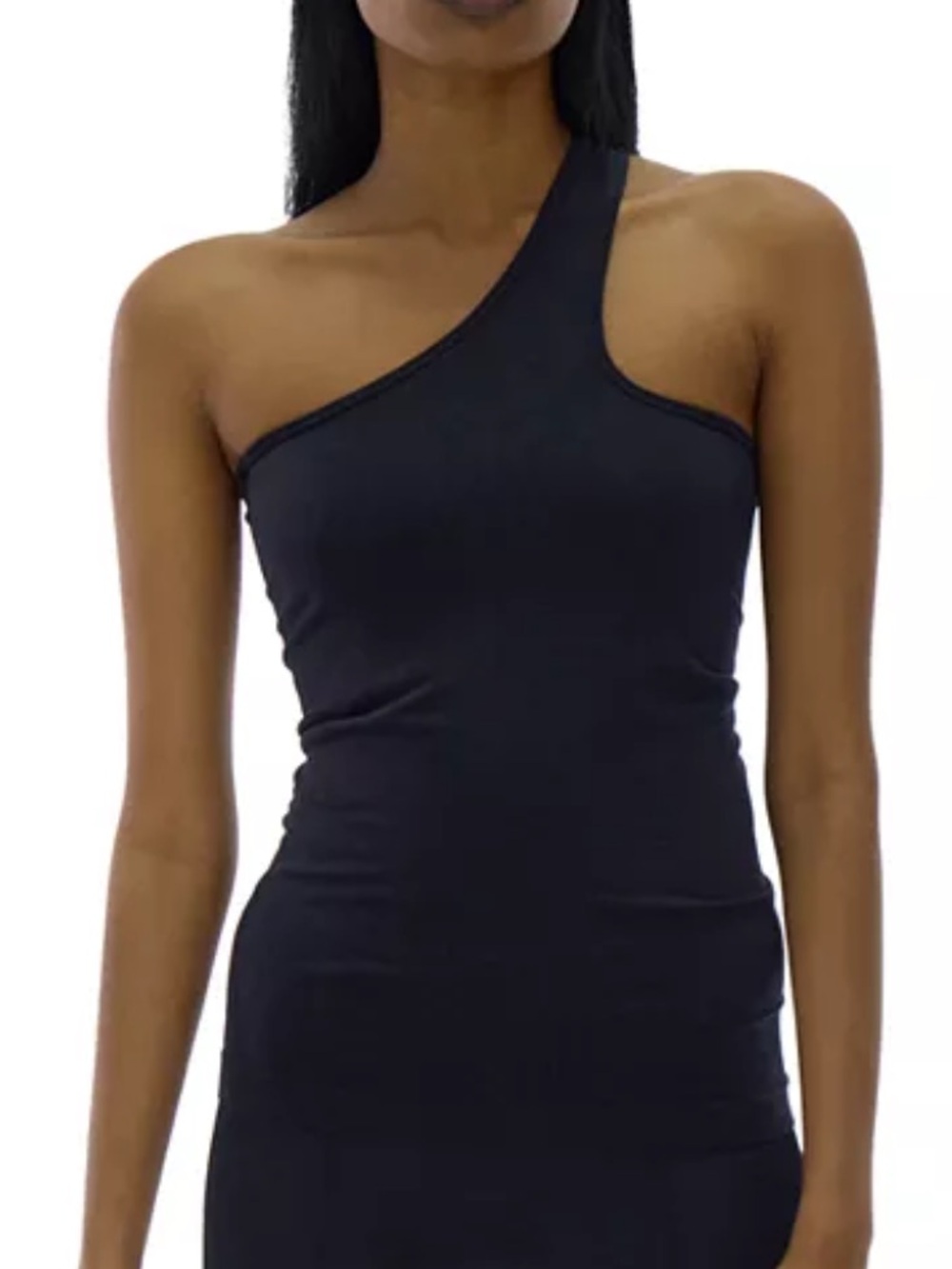 NWT Helmut Lang Black Asymmetrical Seamless Cut-Out Jersey Tank Top